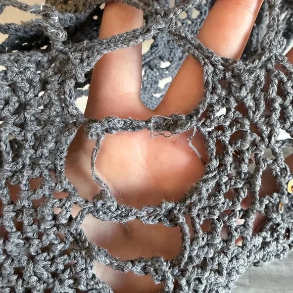 Boston Proper Blue/Gray Sequin Crochet Longline Cardigan (S) Fairy Grunge FLAWS - Picture 13 of 17